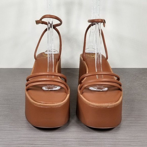 Vince Camuto Graceny Platform Sandal, Brown Leather, Womens Size 10 - Picture 2 of 12